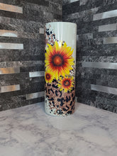 Load image into Gallery viewer, 20oz Cheetah Print and Sunflower Tumbler