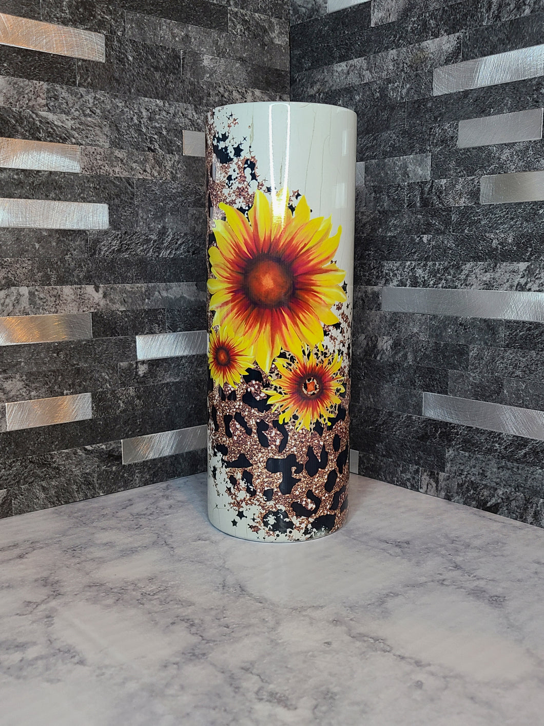 20oz Cheetah Print and Sunflower Tumbler