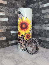 Load image into Gallery viewer, 20oz Cheetah Print and Sunflower Tumbler
